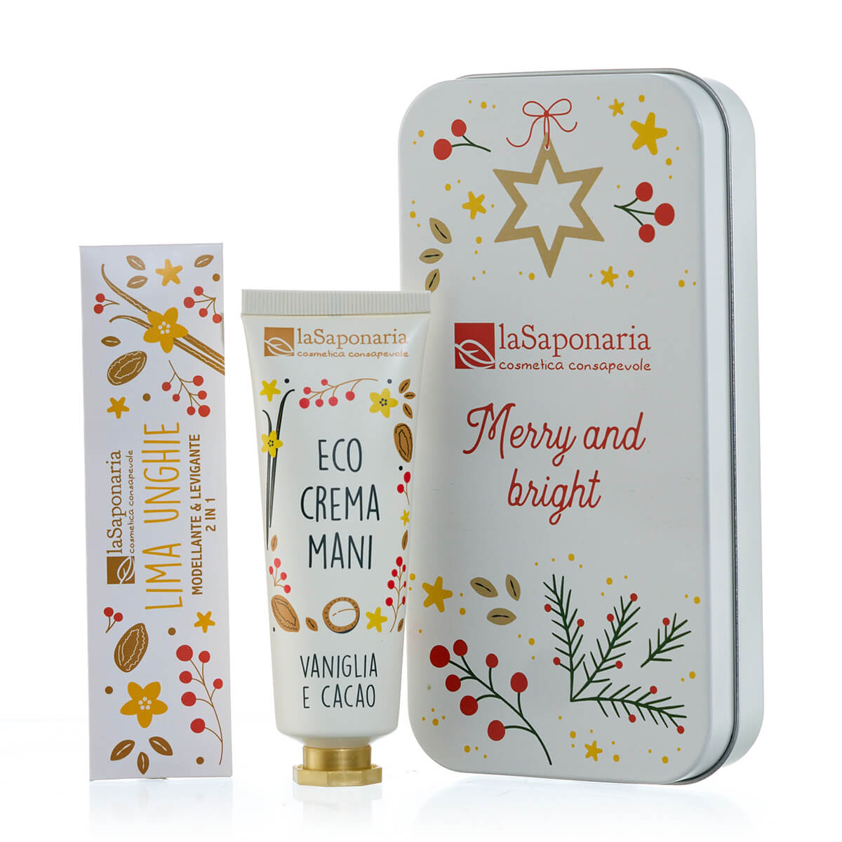 Scrigno Merry and Bright | Crema Mani Vaniglia e Cacao + Limetta Unghie Dolci Coccole
