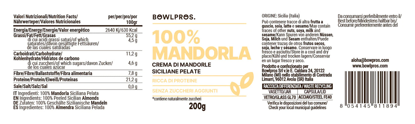 Crema 100% Mandorle Siciliane Pelate